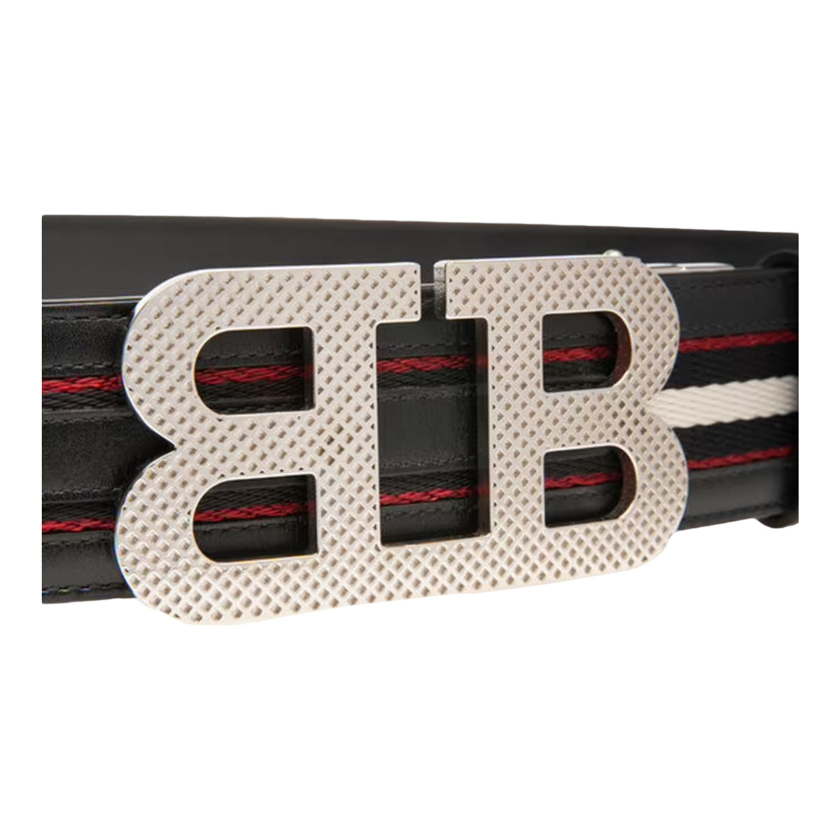 Bally Men's B Mirror 40mm Fabric & Leather Belt