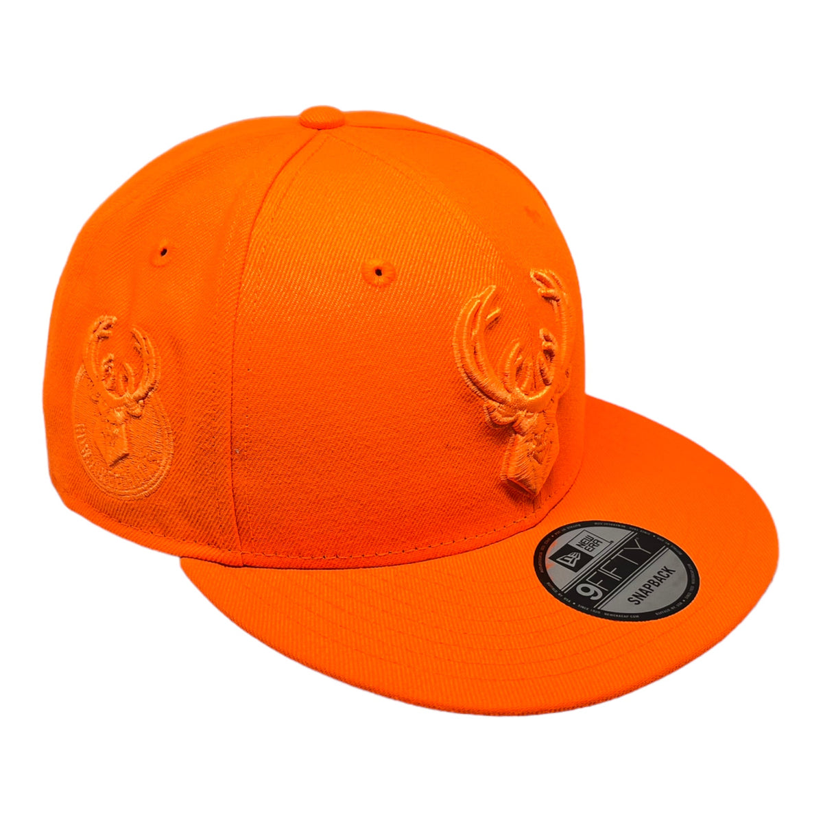 New Era Milwaukee Bucks Custom Monochrome 9Fifty Snapback Baseball Cap - Neon Orange