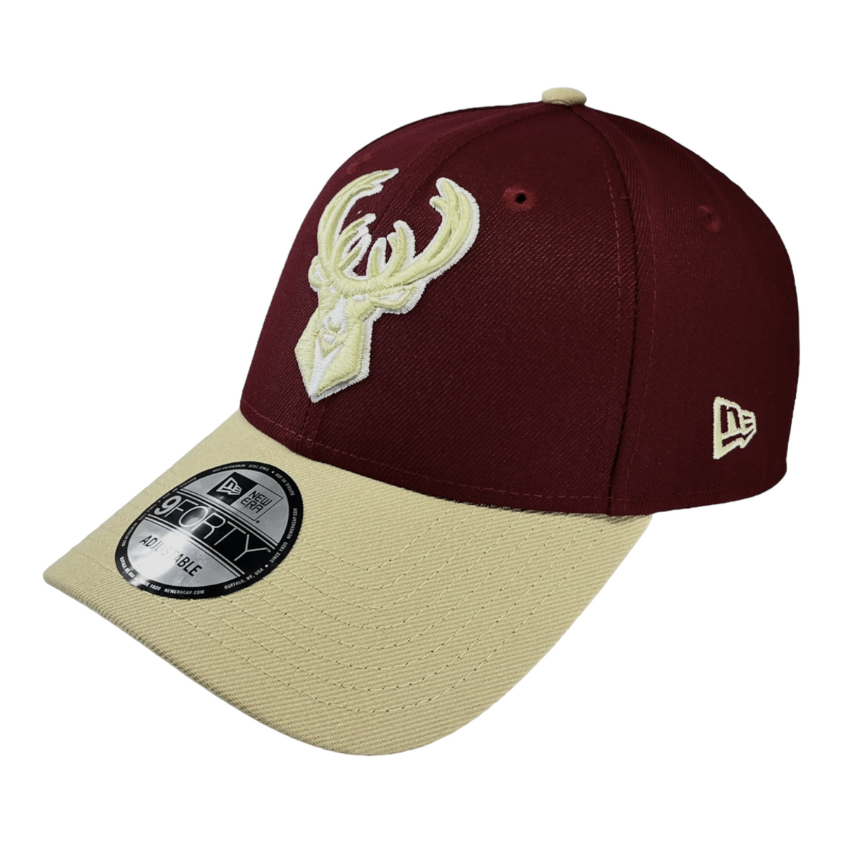 New Era Milwaukee Bucks Custom 9Forty Stretch Snapback Baseball Cap - Burgundy/Tan
