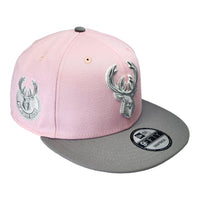 New Era Milwaukee Bucks Custom 9Fifty Snapback Baseball Cap - Pink/Grey