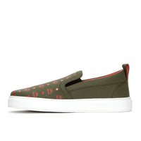 MCM Visetos Slip-On Men's Leather Sneakers Moss Green